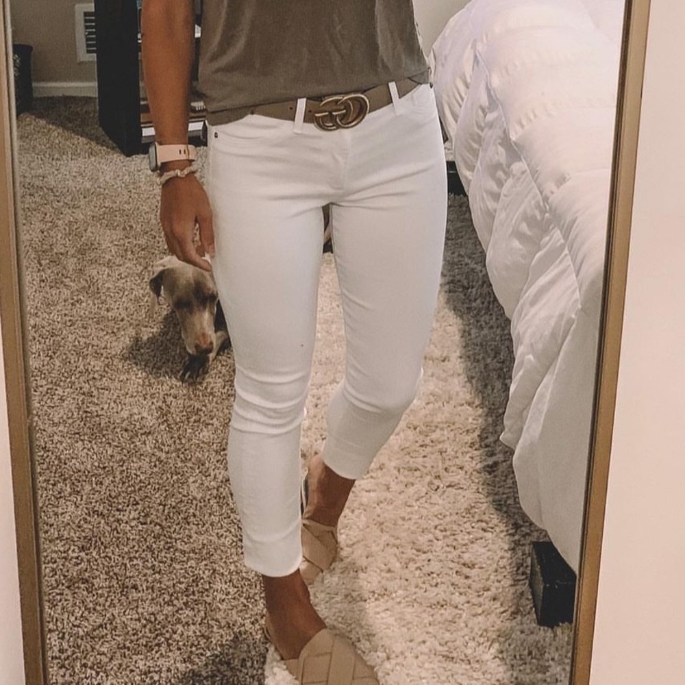 AG The Farrah Skinny Ankle with Raw Hem in White